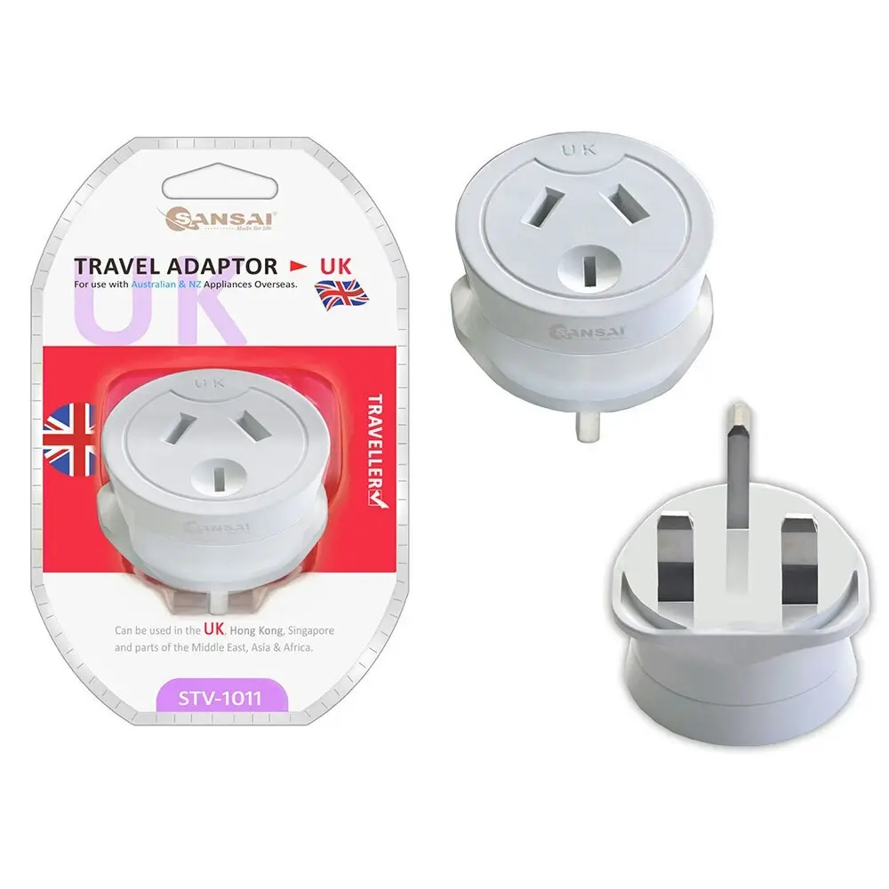 2PK Sansai Travel Power Adapter AU/NZ Socket to UK/England/Hong Kong Plug Outlet