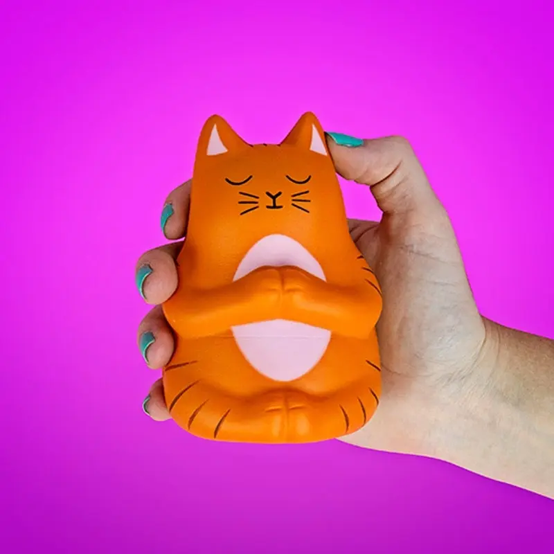 Gift Republic Meowditation Meditation Stress Ball Toy Soft Squishable ORNG 12cm