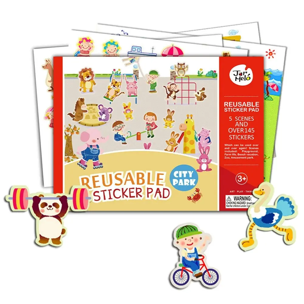 Jar Melo Reusable Stickers Pad Set City Park/Playground Scenes Sheets Kids 3y+