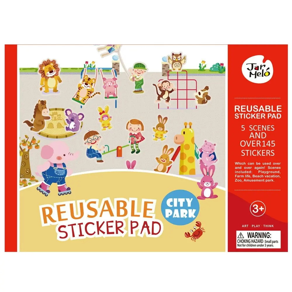 Jar Melo Reusable Stickers Pad Set City Park/Playground Scenes Sheets Kids 3y+