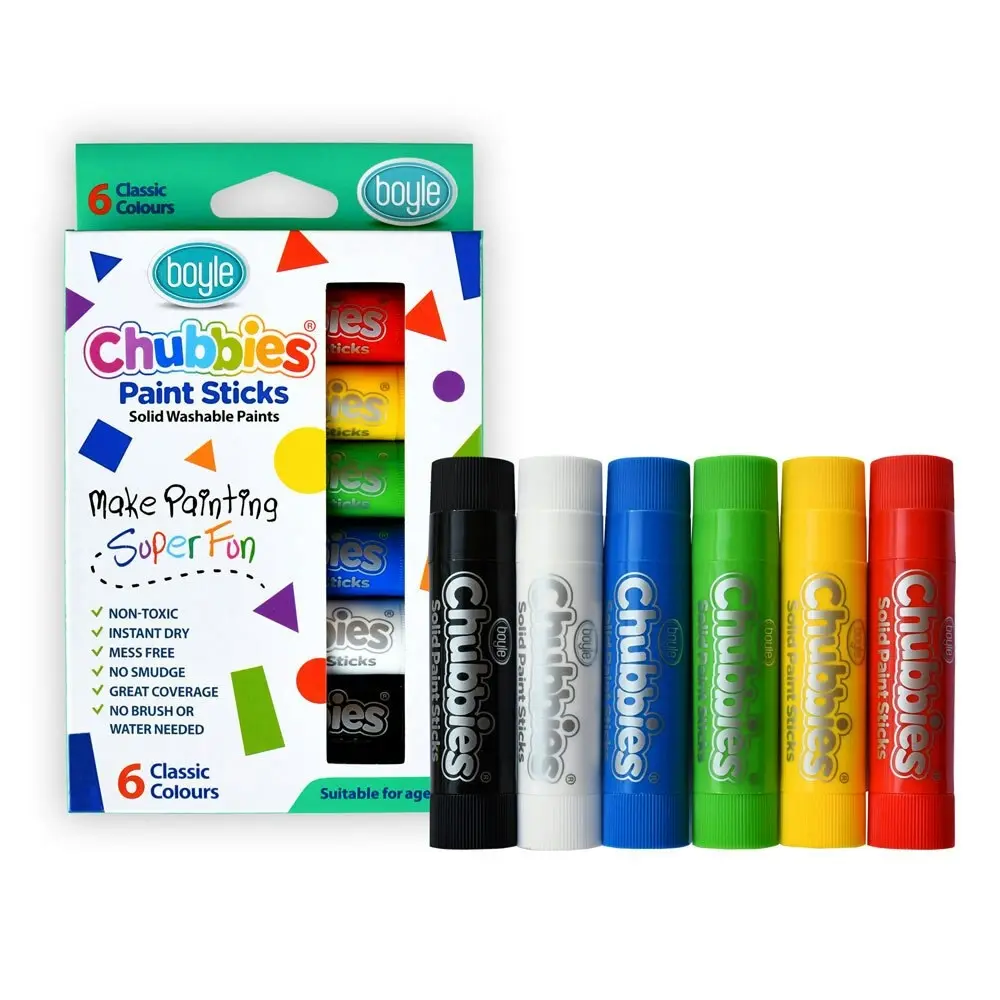 6pc Boyle Chubbies Washable Drawing Paint Sticks Kids 3y+ Art Classic Colours