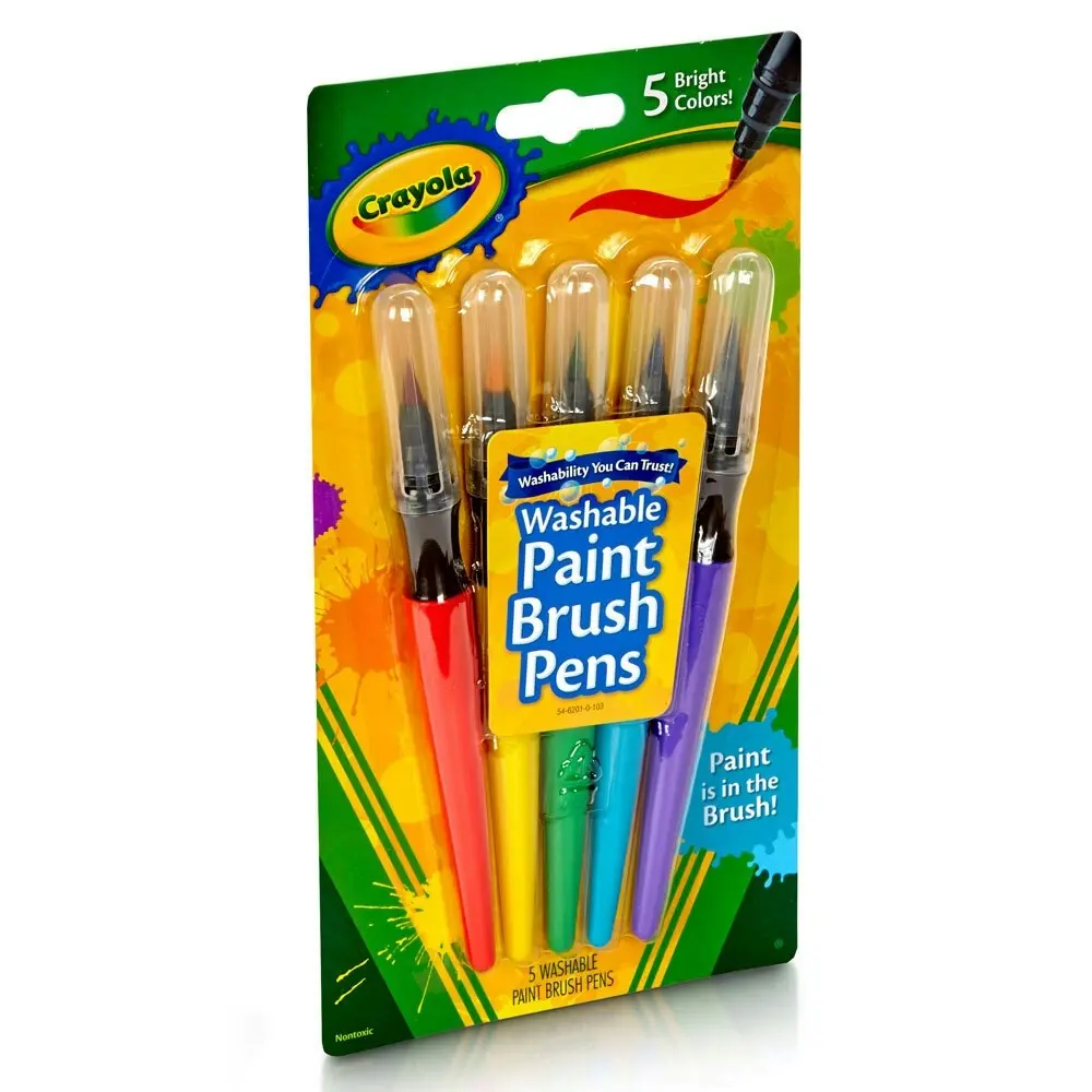 5pc Crayola Washable Colour Non Toxic Paint Brush Pen Crafts Kids/Children 3y+