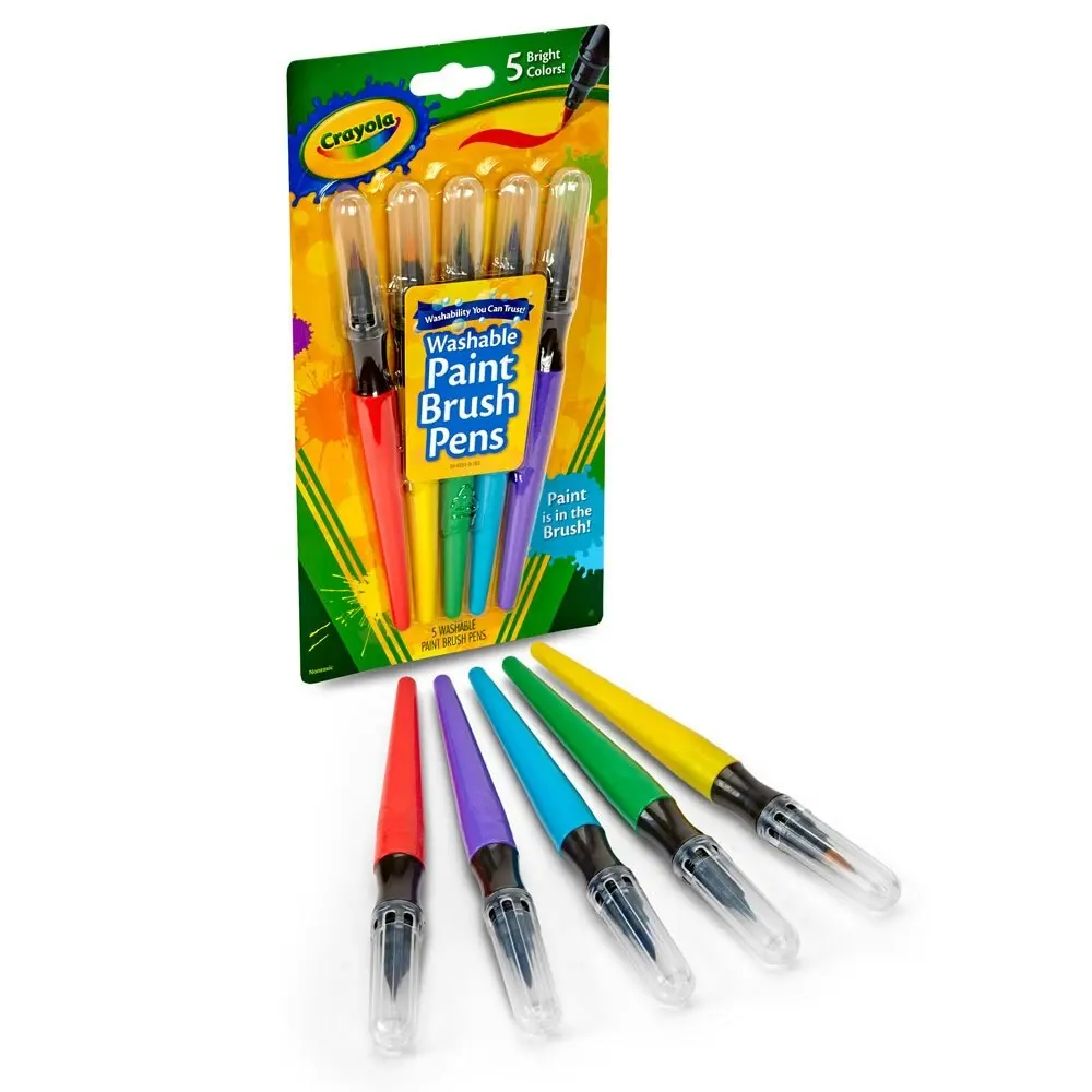 5pc Crayola Washable Colour Non Toxic Paint Brush Pen Crafts Kids/Children 3y+