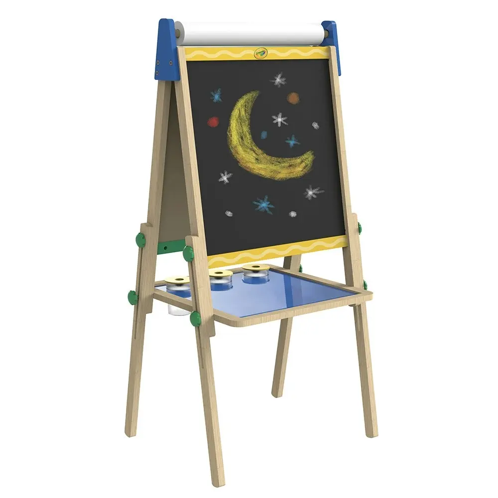 5pc Crayola 198x38cm Wooden Art Easel w/Paper Roll/Paint Pots Art Craft Kids 3y+