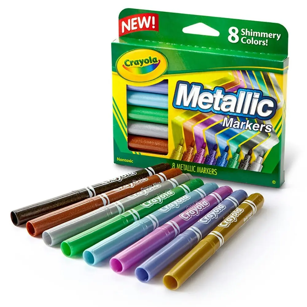 8pc Crayola Metallic Markers Colouring/Drawing Art/Craft Kids Stationery 3y+