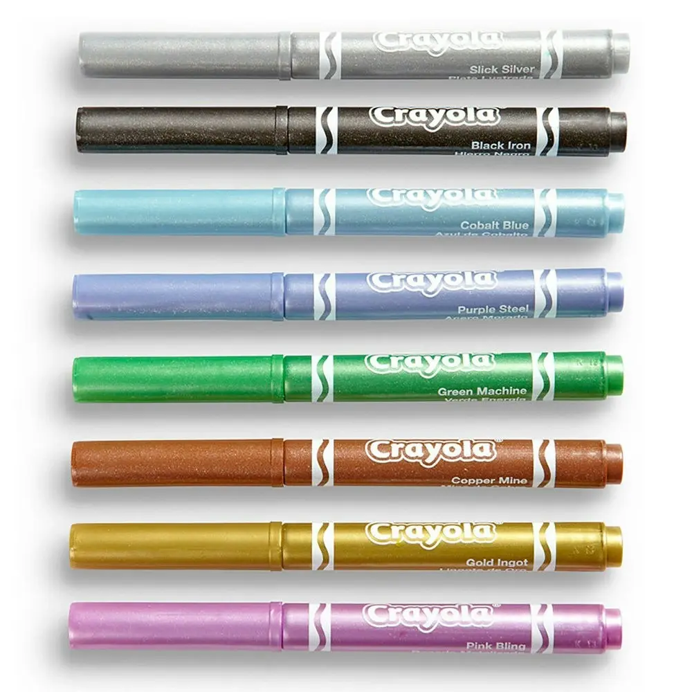 8pc Crayola Metallic Markers Colouring/Drawing Art/Craft Kids Stationery 3y+