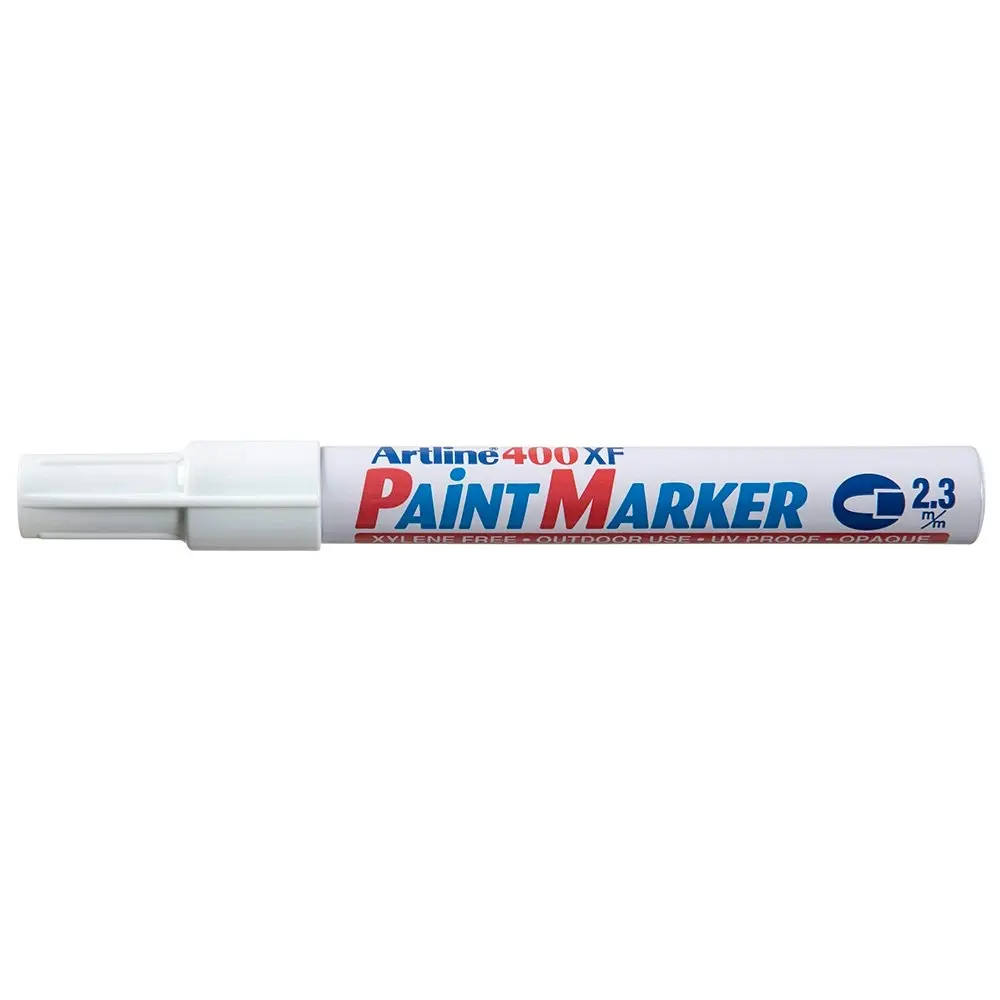 12PK Artline 400 Permanent Paint Marker 2.3mm Bullet Nib - White