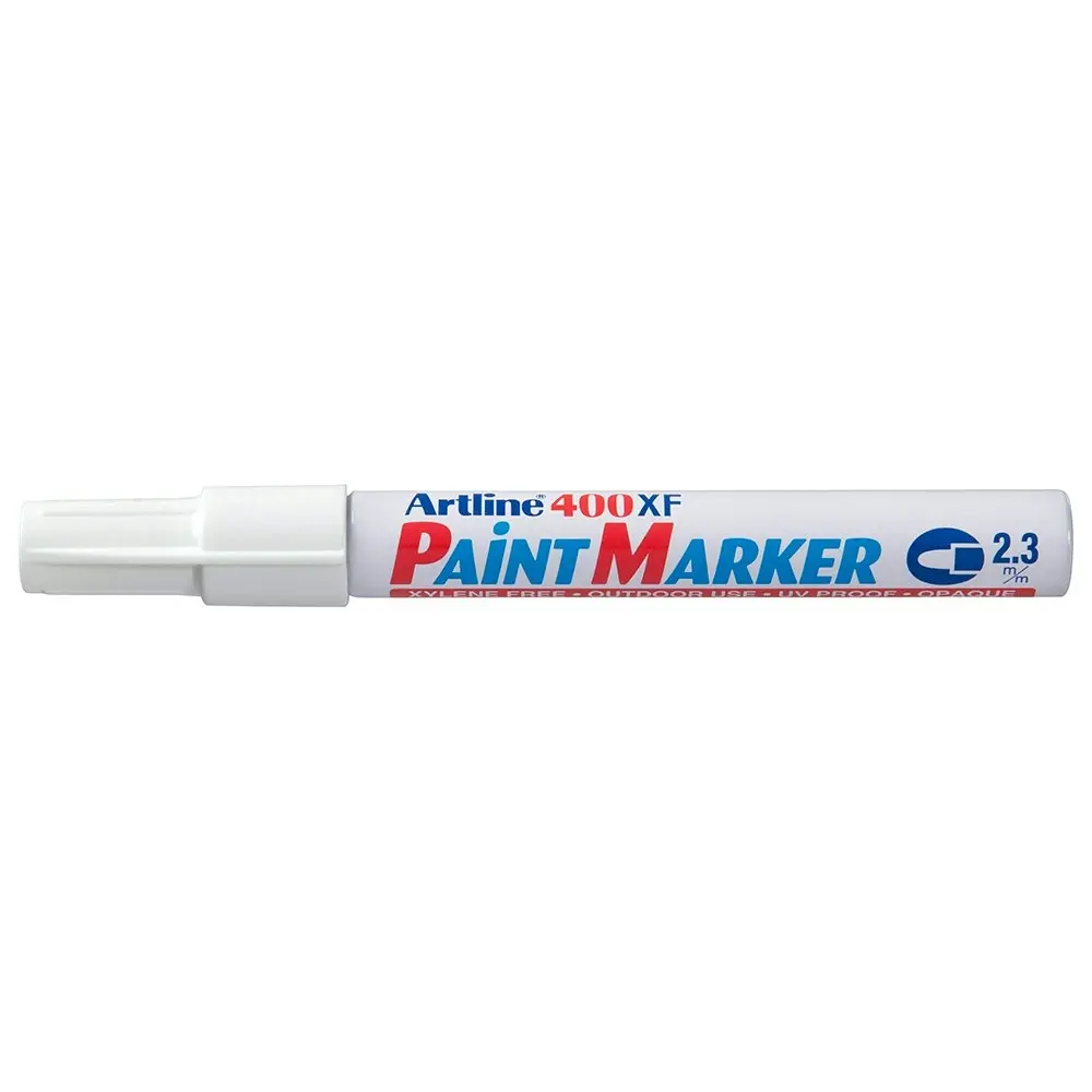 12PK Artline 400 Permanent Paint Marker 2.3mm Bullet Nib - White Hs