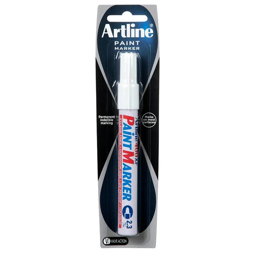 12PK Artline 400 Permanent Paint Marker 2.3mm Bullet Nib - White Hs