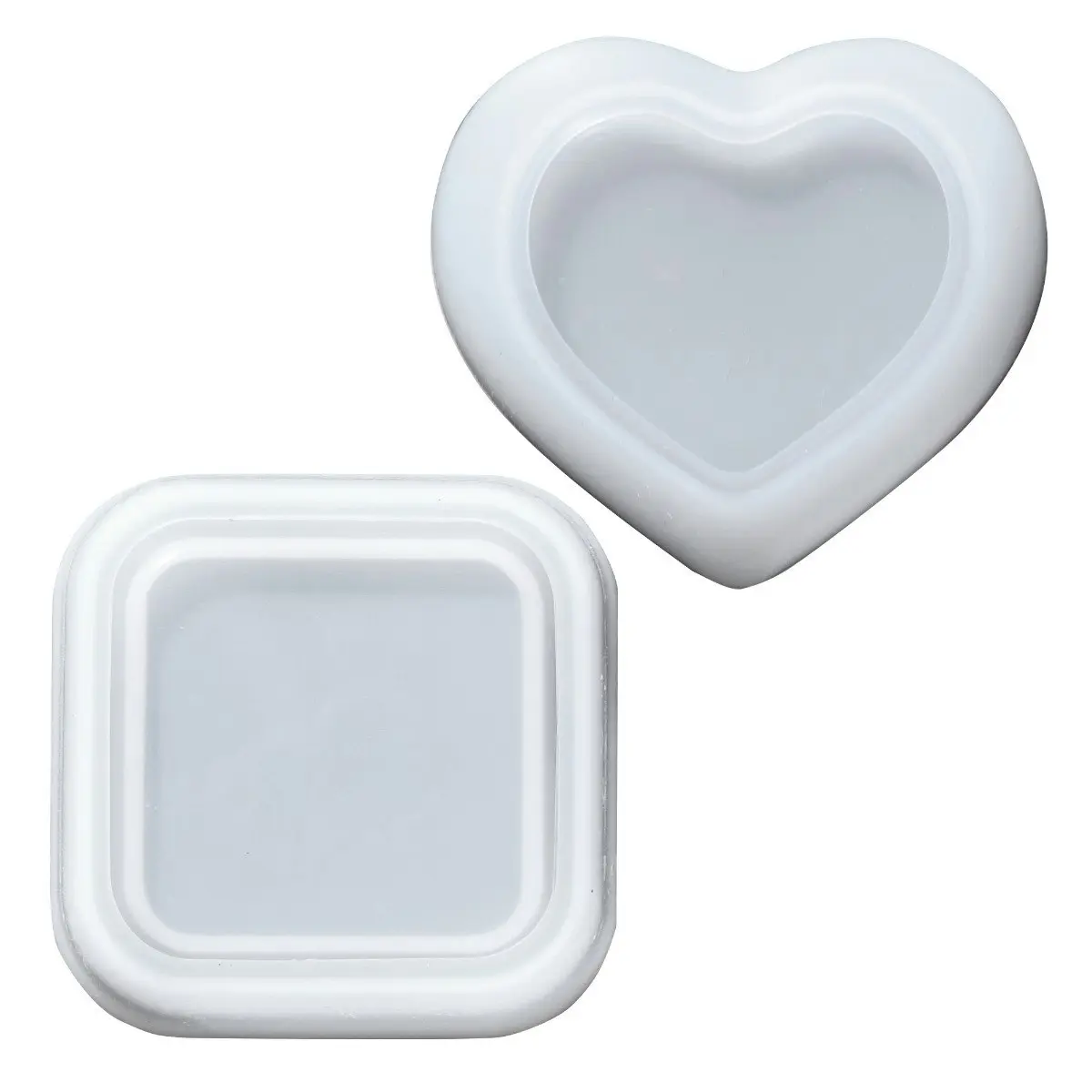 2x 2pc Boyle Heart/Square Silicone Mini Trinket Dish Resin Mould Art/Craft Set