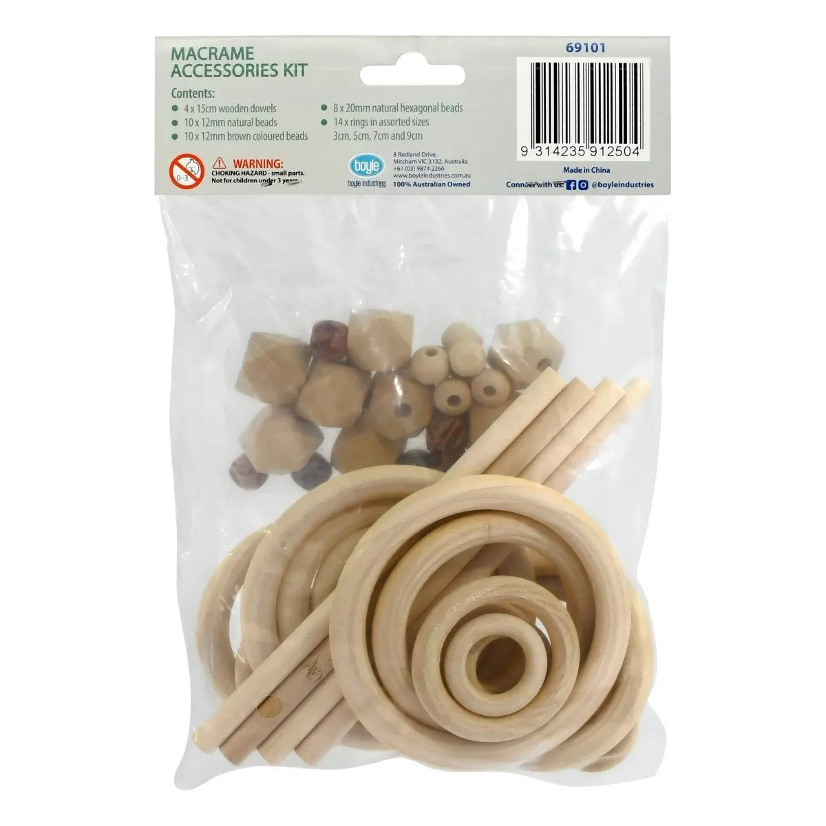 2x 46pc Boyle Wooden Accessories/Beads/Dowels Kit For Macrame Art/Craft Projects