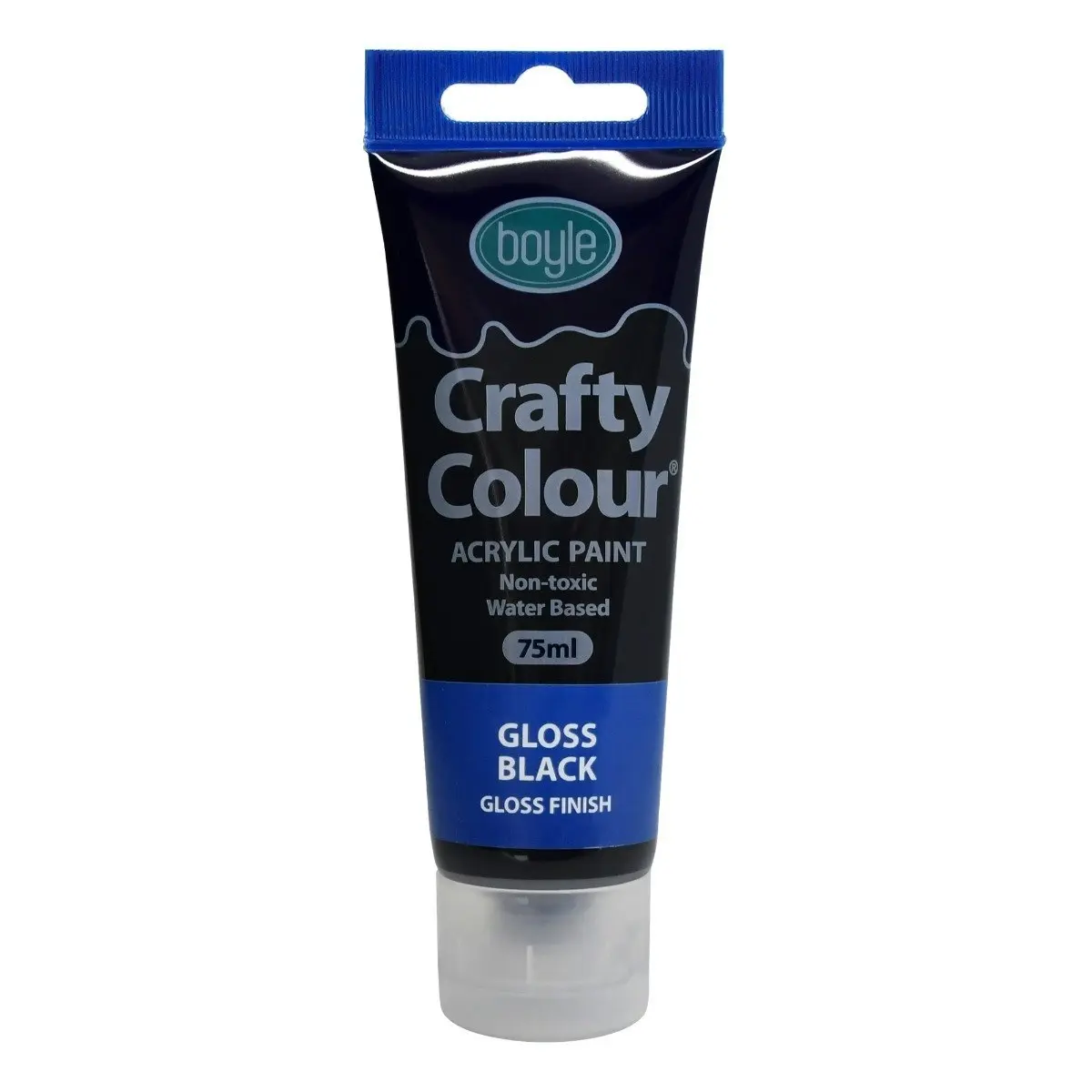 5x Crafty Colour Art/Craft 75ml Non-Toxic Acrylic Paint Tube Gloss Finish Black