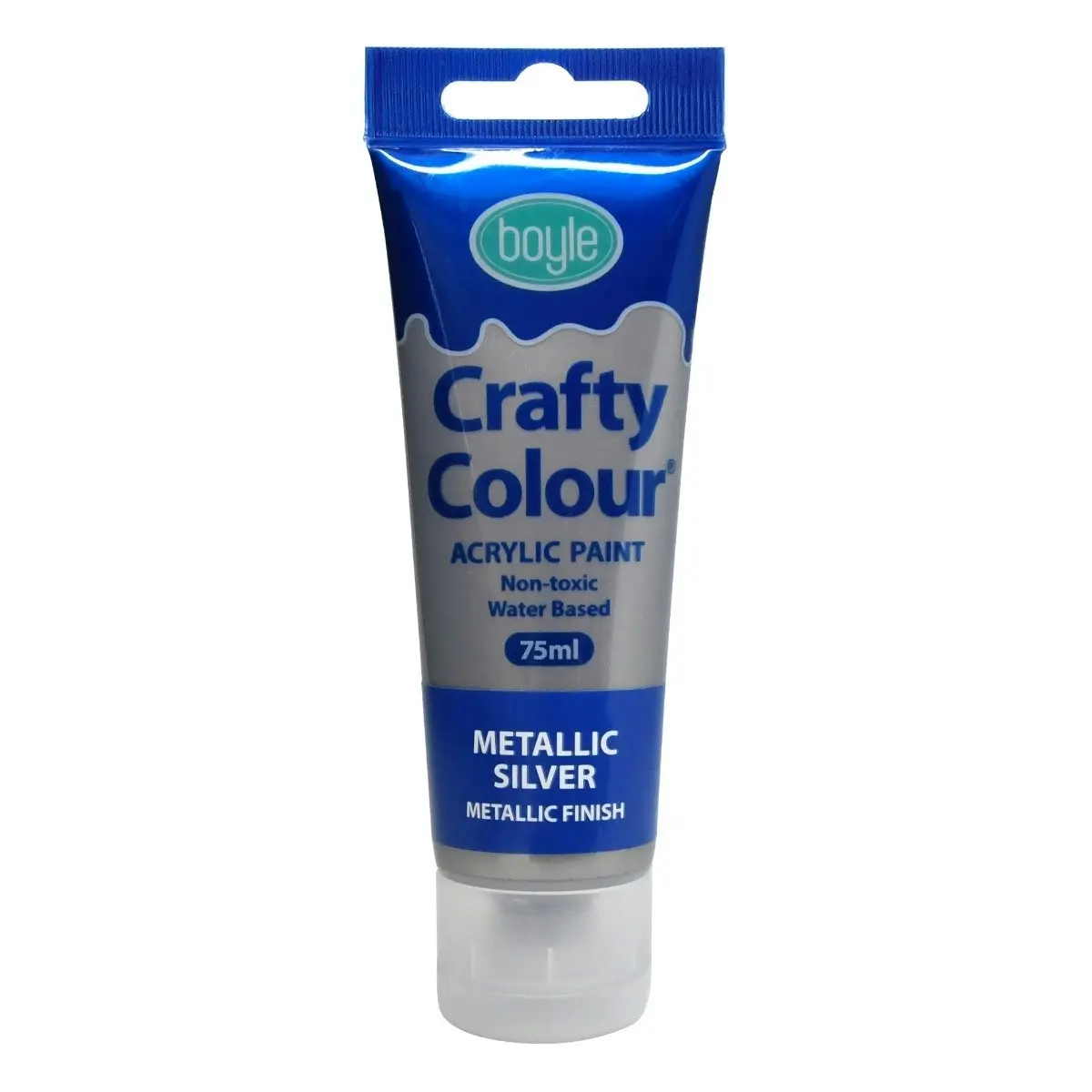 5x Crafty Colour Art/Craft 75ml Acrylic Paint Tube Water-Based Metallic Silver