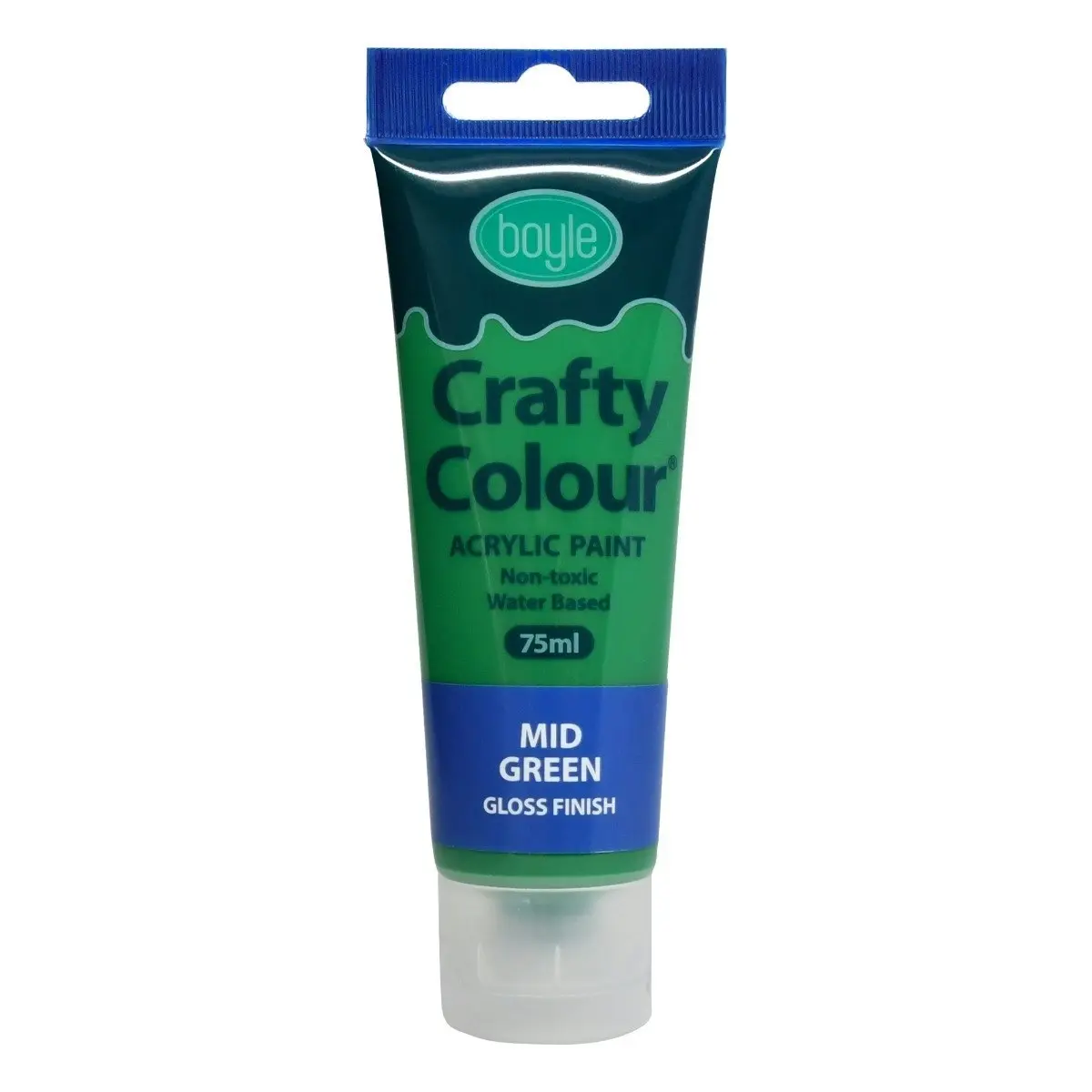 5x Crafty Colour Art/Craft Water-Based 75ml Acrylic Glossy Paint Tube Mid Green