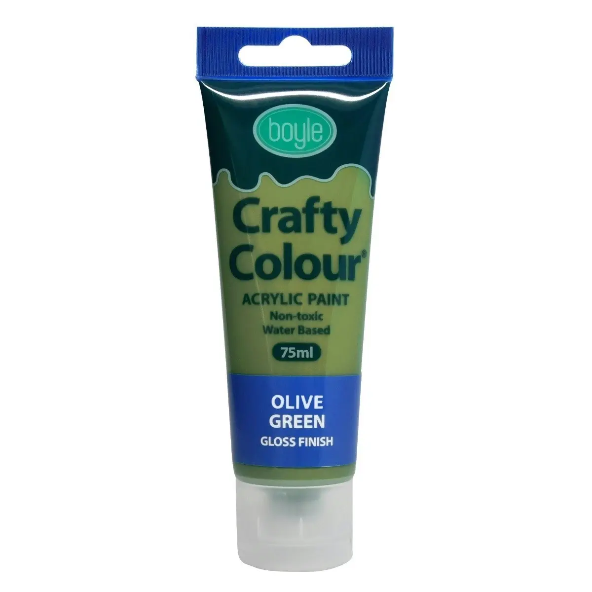 5x Crafty Colour Art/Craft Water-Based 75ml Acrylic Gloss Paint Tube Olive Green