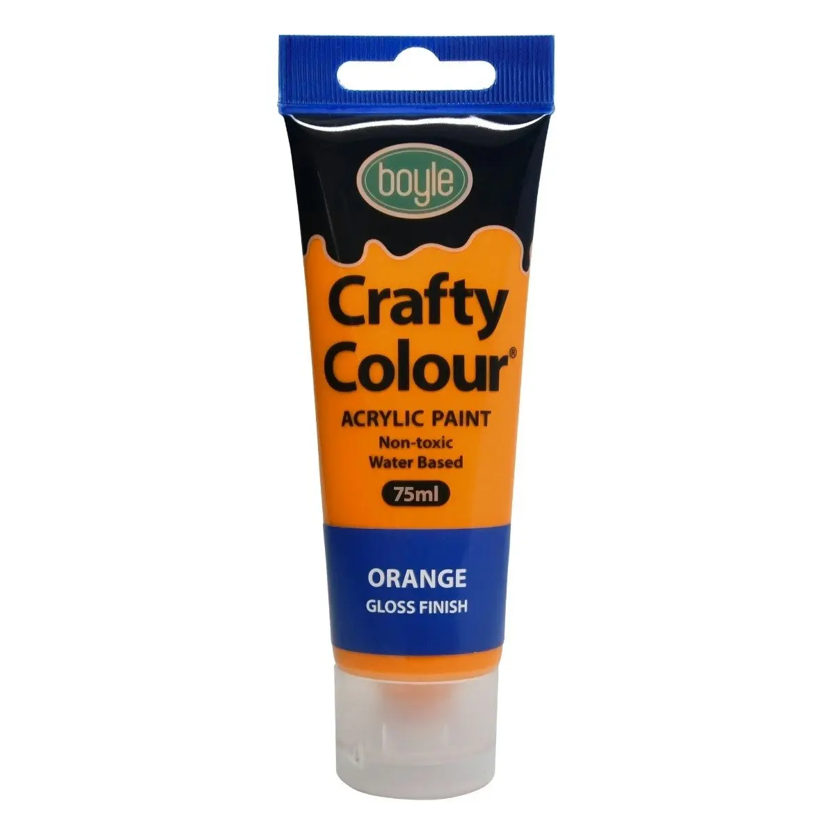 5x Crafty Colour Art/Craft Water-Based 75ml Acrylic Gloss Paint Non-Toxic Orange