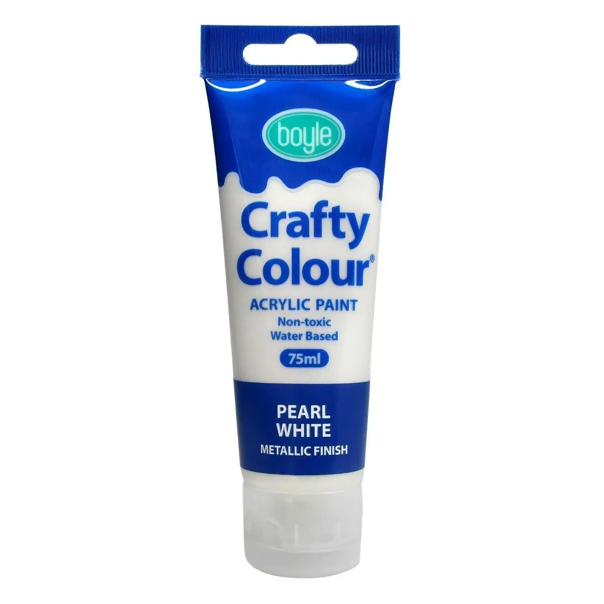 5x Crafty Colour Art 75ml Acrylic Paint Tube Water-Based Metallic Pearl White