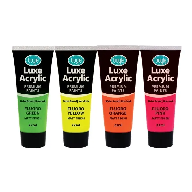 2x 4PK Luxe Acrylic 22ml Premium Paint Matt Finish Water-Based Non-Toxic Fluoro