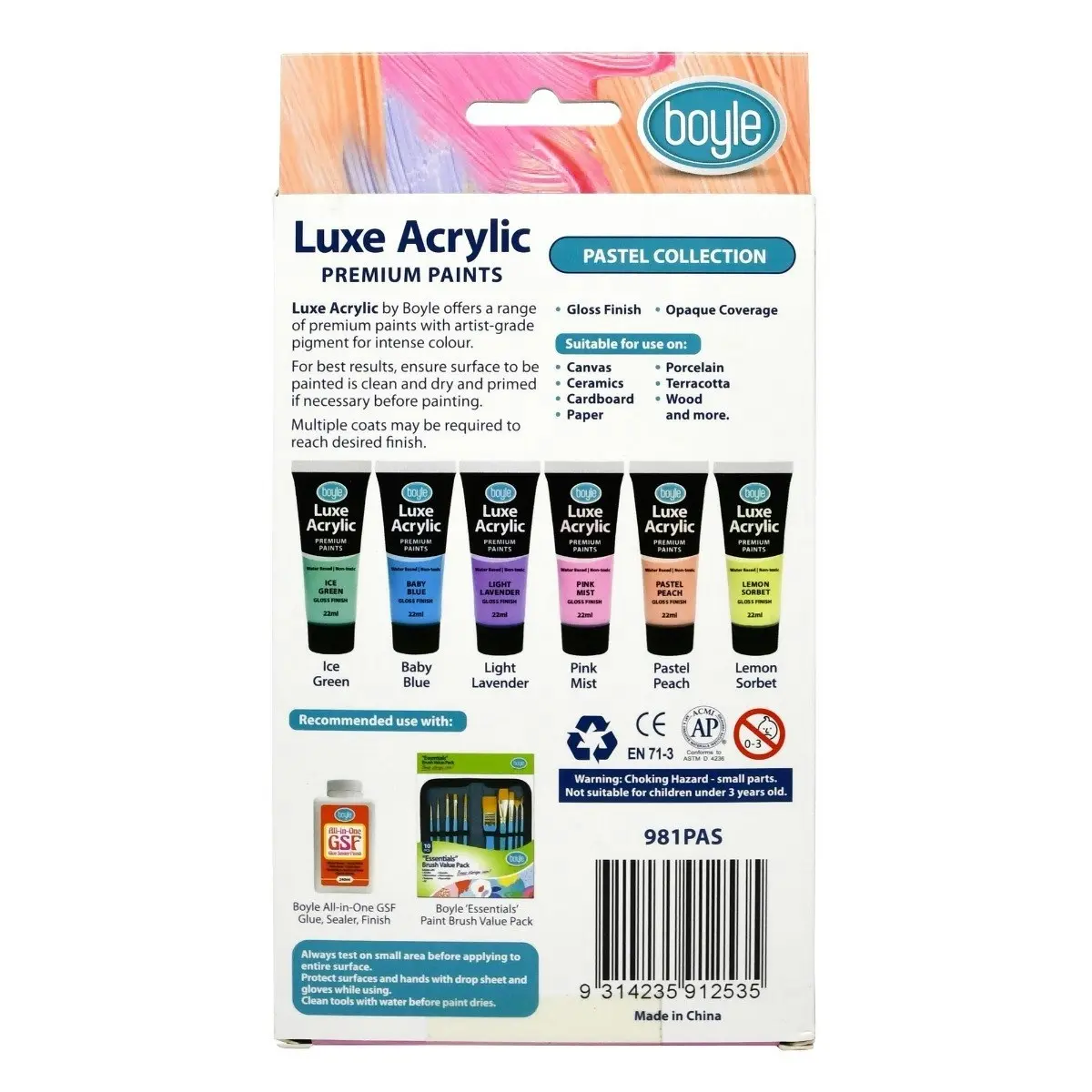 2x 6PK Luxe Acrylic Water-Based 22ml Premium Paint Tube Art Non-Toxic Pastel