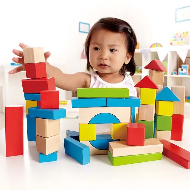 50pc Hape Maple Educational/Activity Building/Stacking Blocks Toy Kids/Baby 12m+