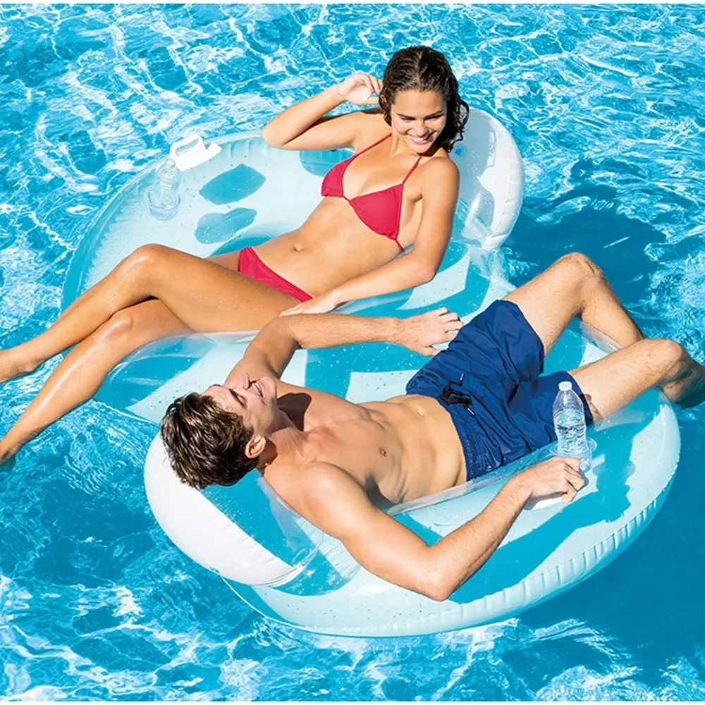 Intex 1.9M Double Pillow Back Lounge Inflatable Swim Pool Ring Float Chair 9Y+