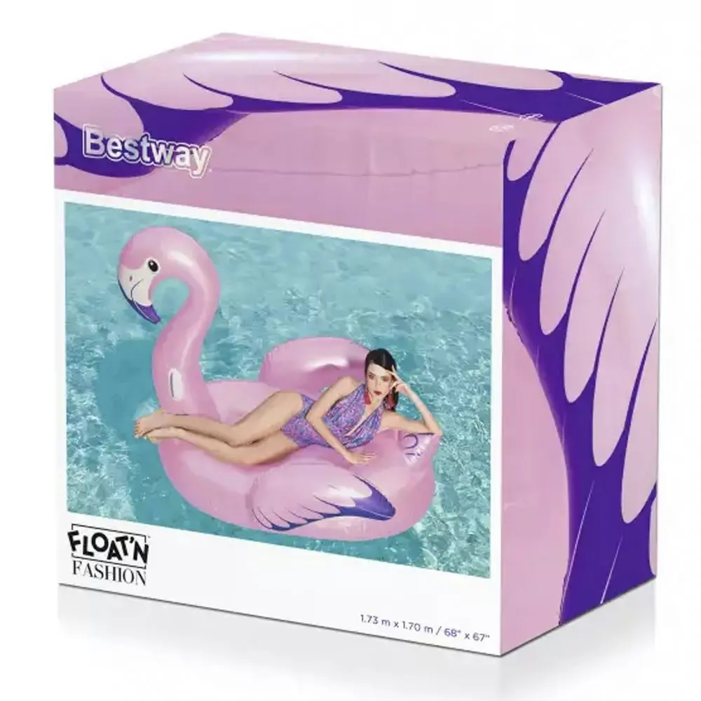 Bestway Luxury 1.73x1.70m Inflatable Flamingo Rider Water Pool Ride On Float