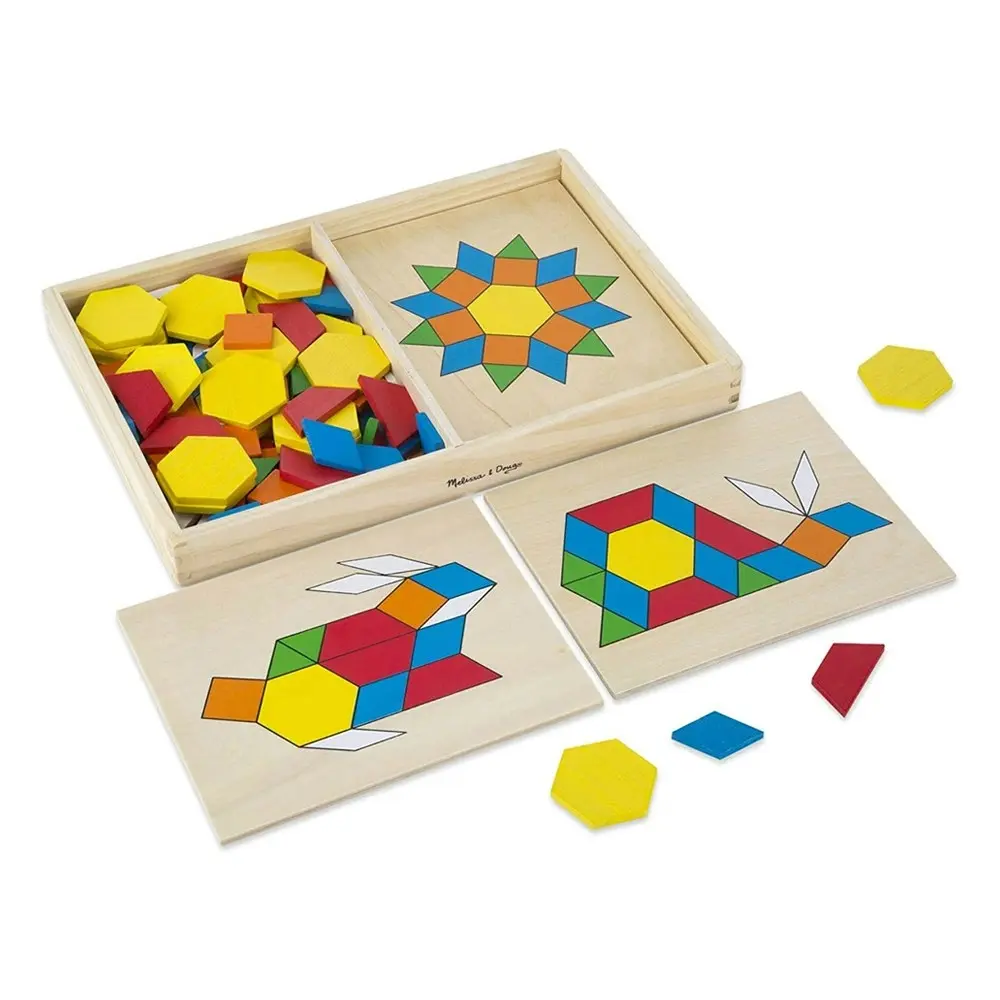 120pc Melissa & Doug Wooden Pattern Blocks & Boards Shapes Kids/Children Toy 3y+