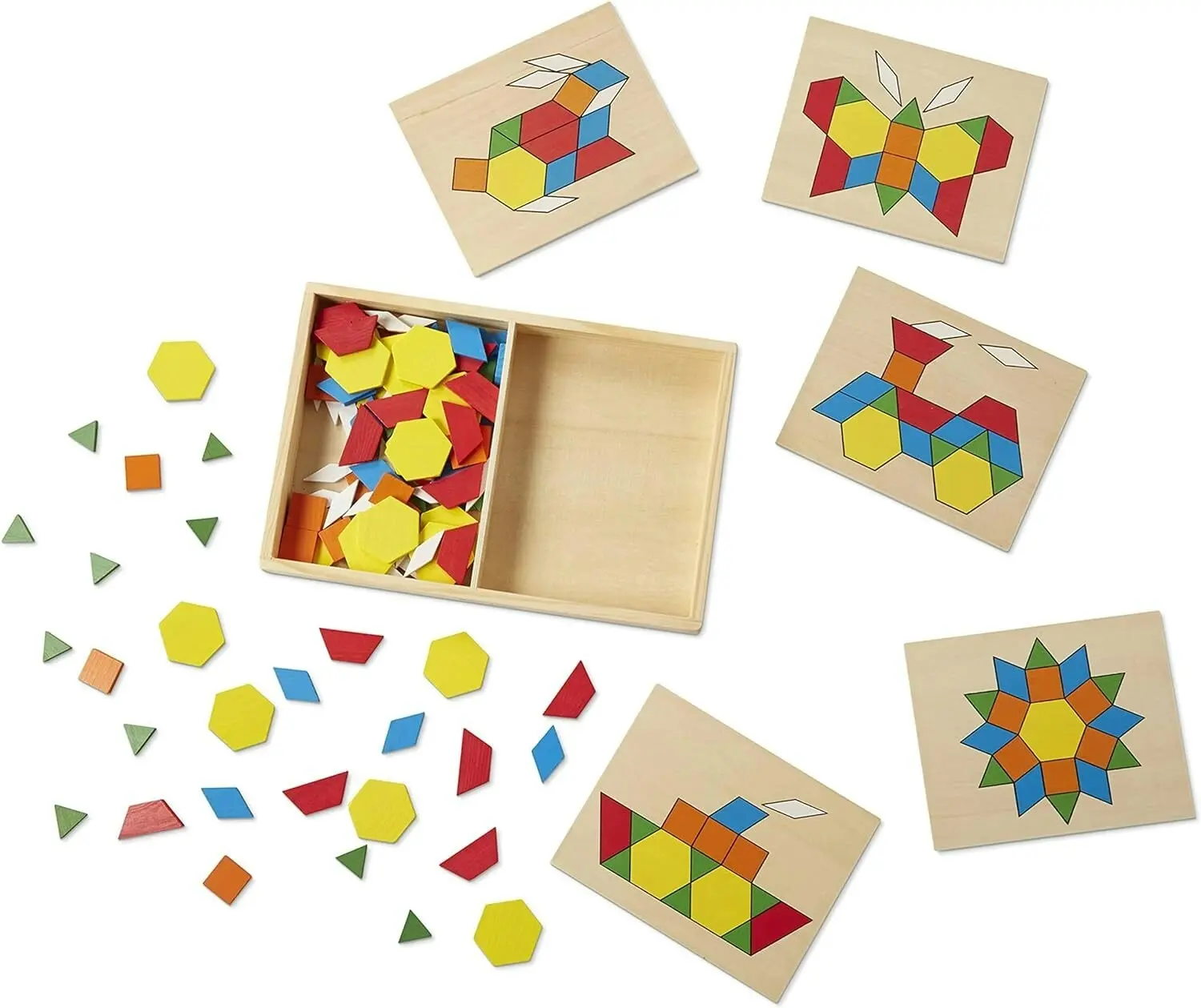 120pc Melissa & Doug Wooden Pattern Blocks & Boards Shapes Kids/Children Toy 3y+