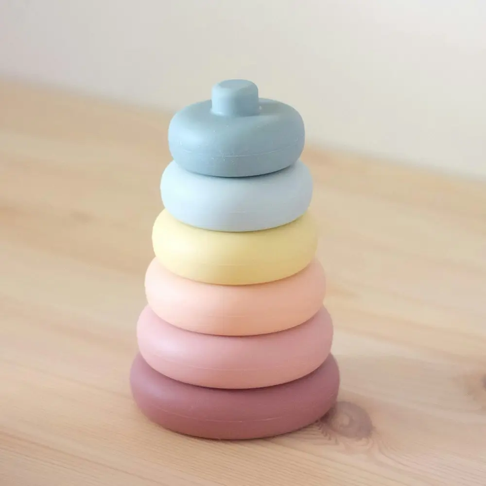 Playground Silicone BPA Free Ring Stacking Teething Tower Interactive Toy 6m+