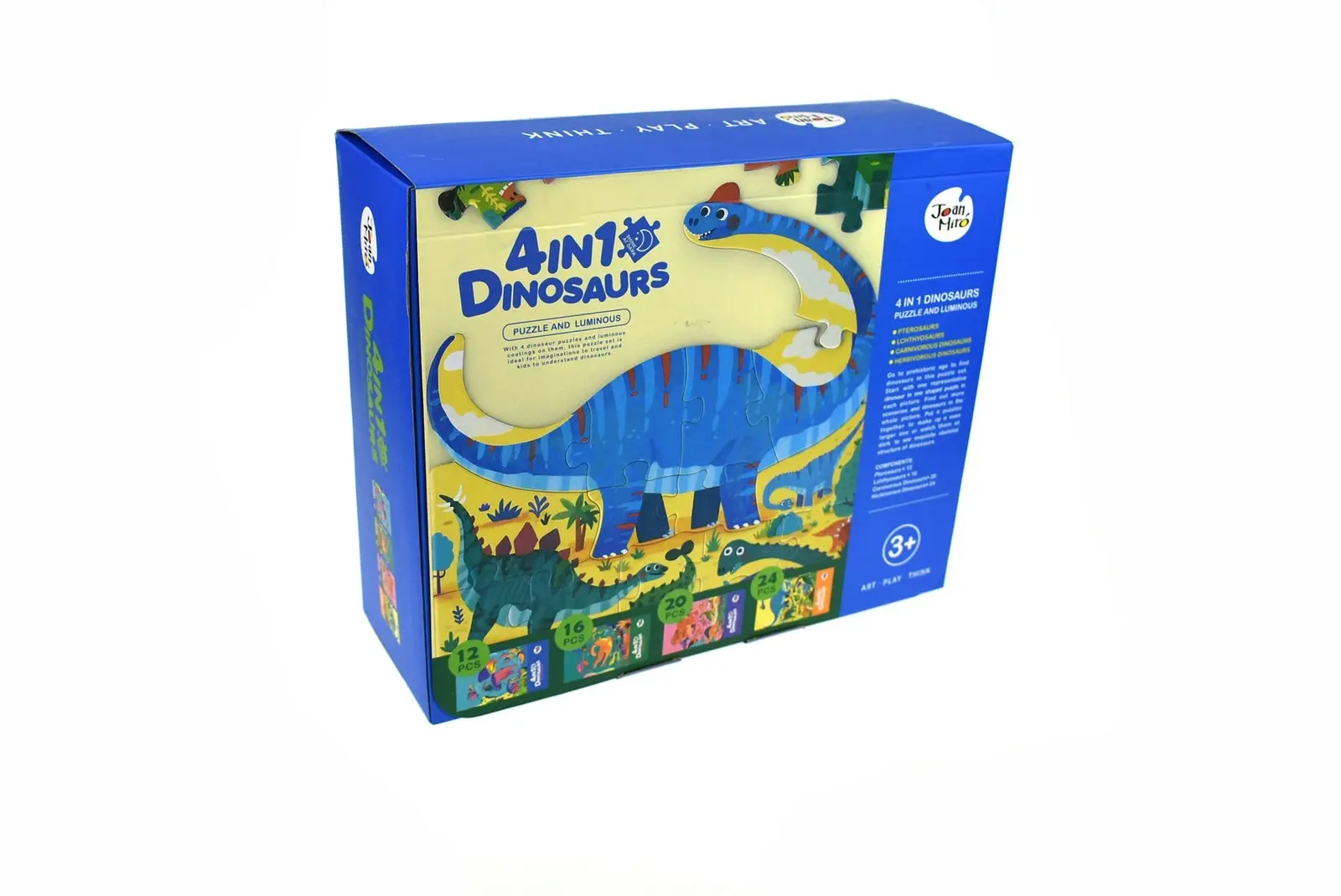 Jarmelo 4 In 1 Dinosaurs Glow In The Dark Jigsaw Puzzle Set For Children 3+