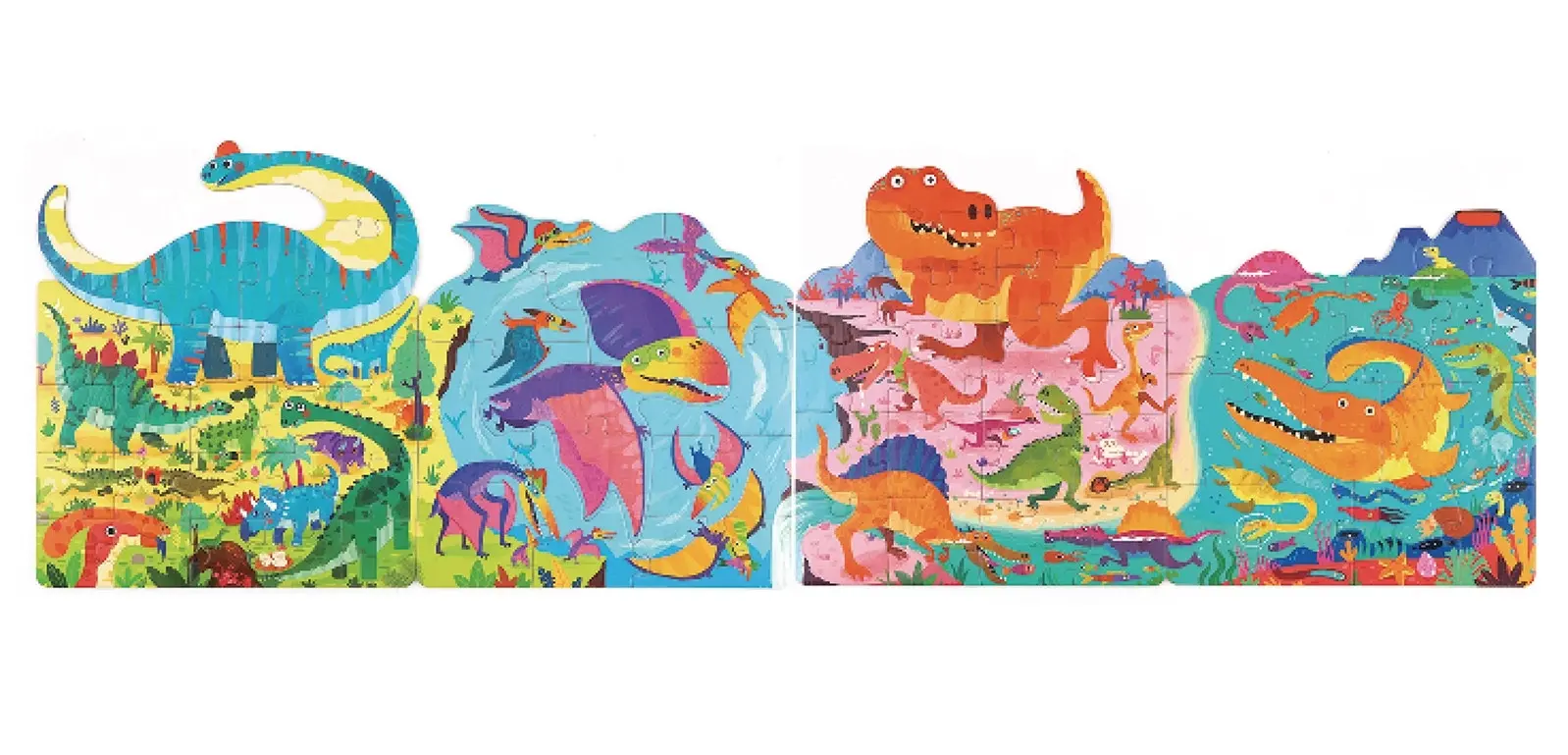 Jarmelo 4 In 1 Dinosaurs Glow In The Dark Jigsaw Puzzle Set For Children 3+