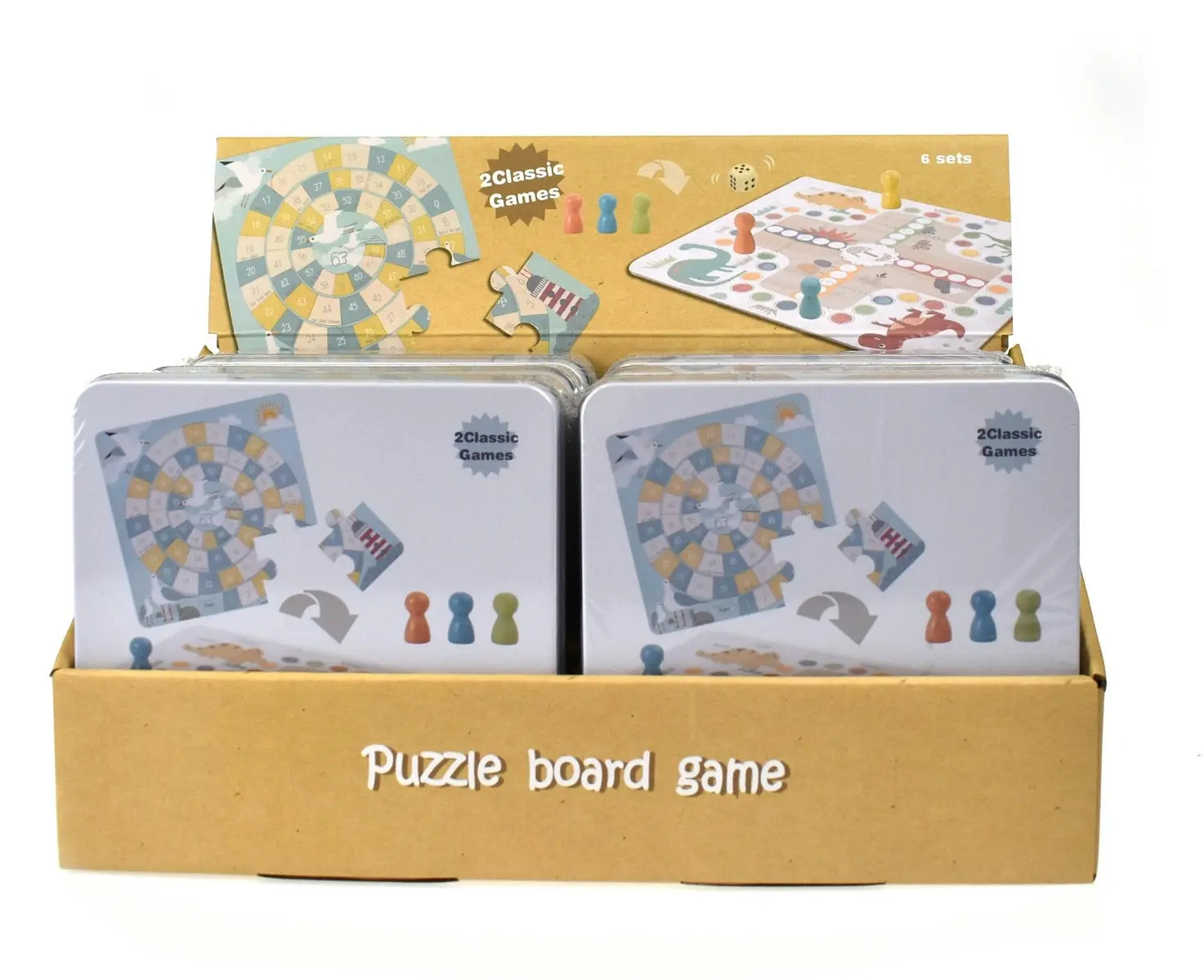 23pc Kaper Kidz 2-in-1 Game In Tin Box Ludo The Game Of Goose Kids Play Toy 3+