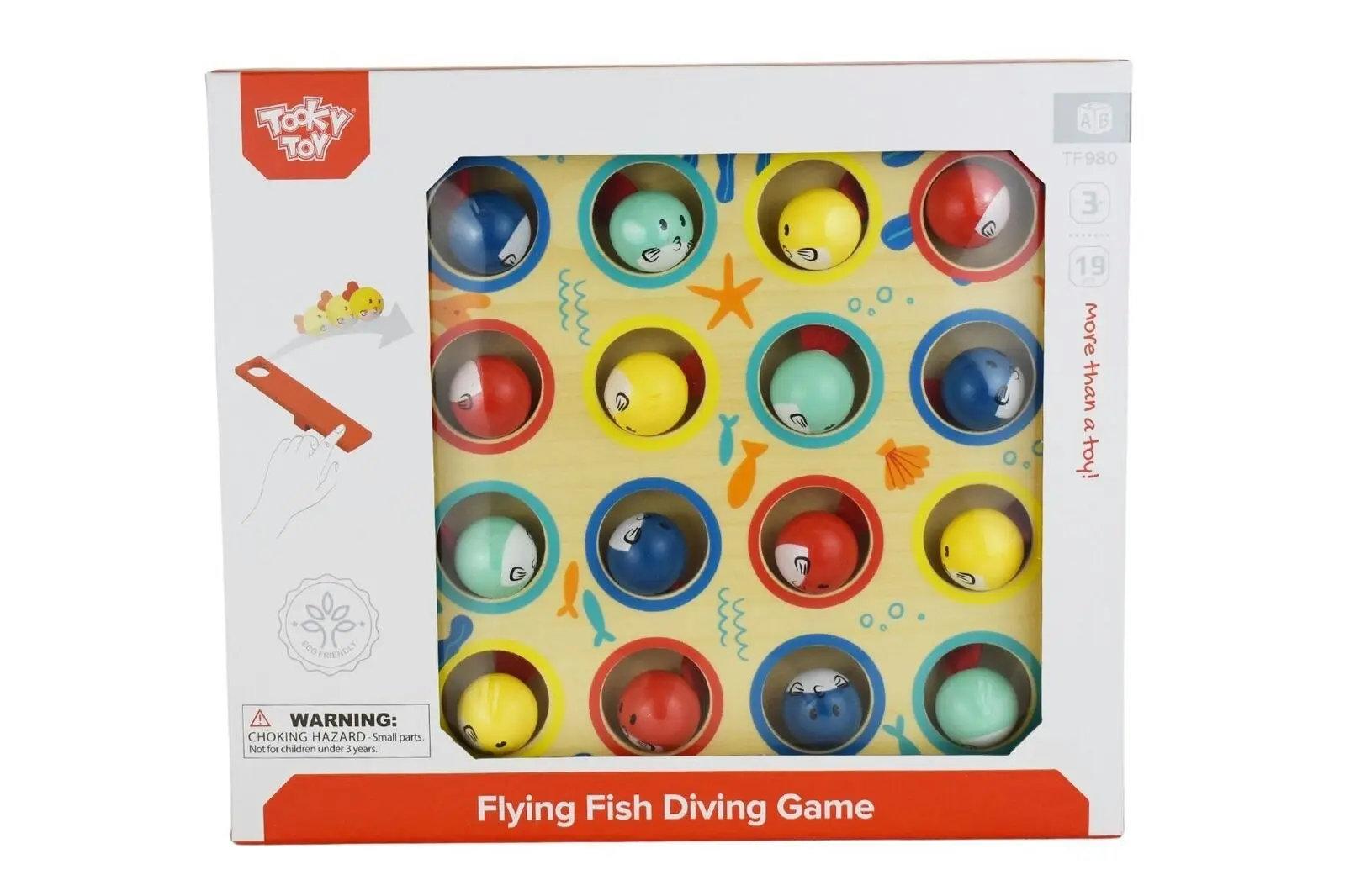 19pc Tooky Toy Wooden Small Fish Diving Board Game Kids Interactive Fun Play 3+