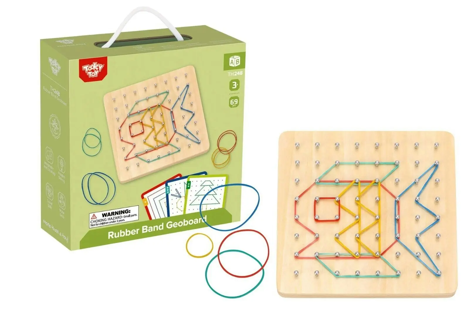 Tooky Toy Creative Rubber Band Geoboard Pattern Puzzle Problem Solving Game 3+