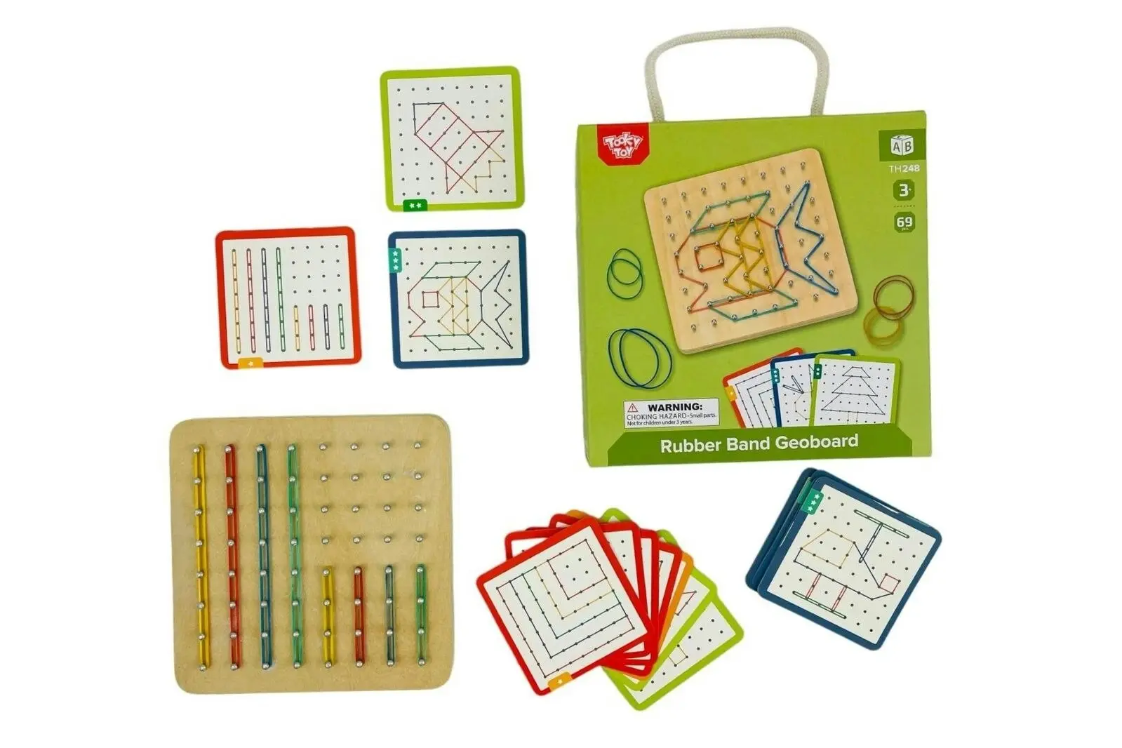 Tooky Toy Creative Rubber Band Geoboard Pattern Puzzle Problem Solving Game 3+