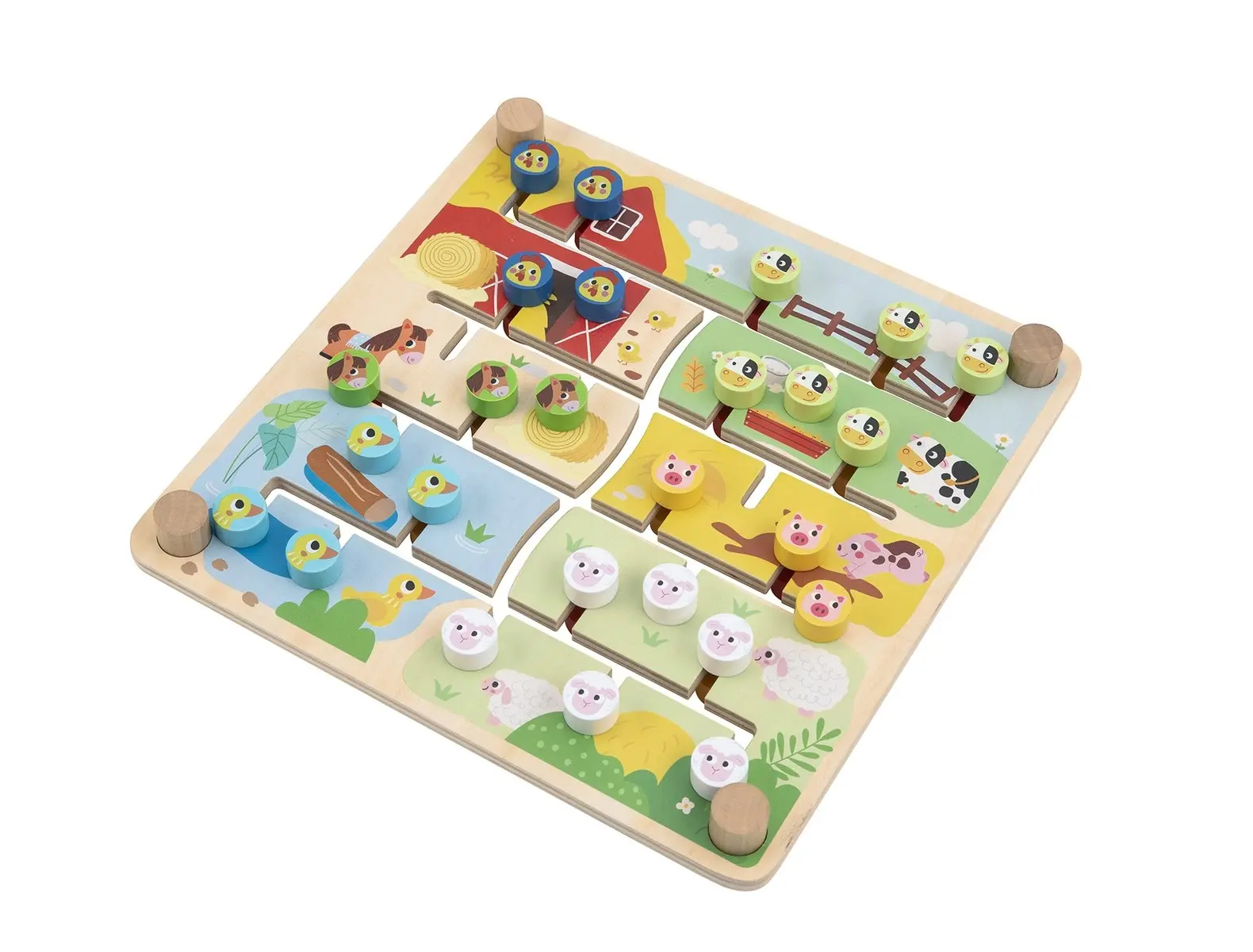 Tooky Toy Wooden Alphabet & Farm Matching Maze Board Game Kids Fun Activity 3+