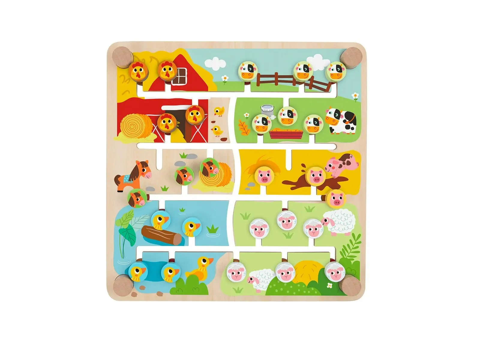 Tooky Toy Wooden Alphabet & Farm Matching Maze Board Game Kids Fun Activity 3+