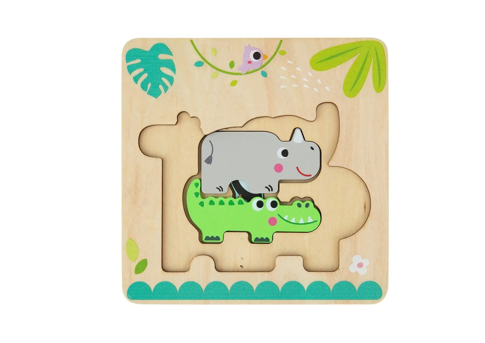 Tooky Toy Multi-Layered Wooden Children's/Kids Jungle Animal Toy Puzzle 12m+