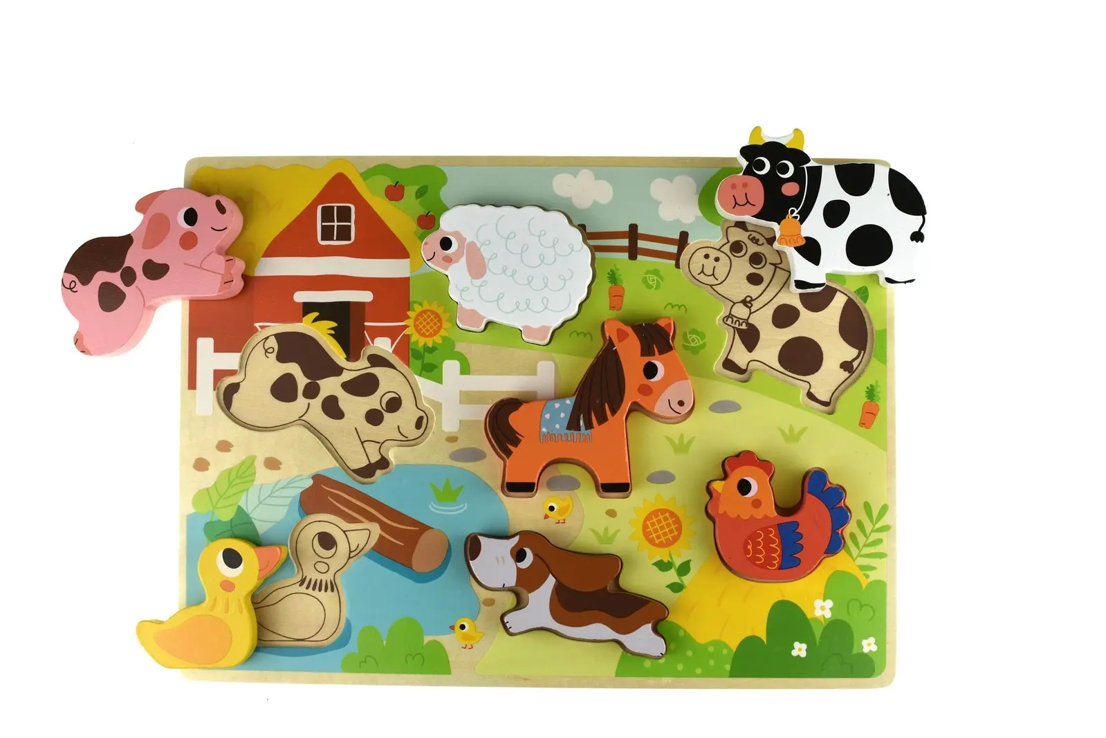 Tooky Toy Children's/Kids Chunky Blocks Farm Themed Motor Skills Puzzle 12m+