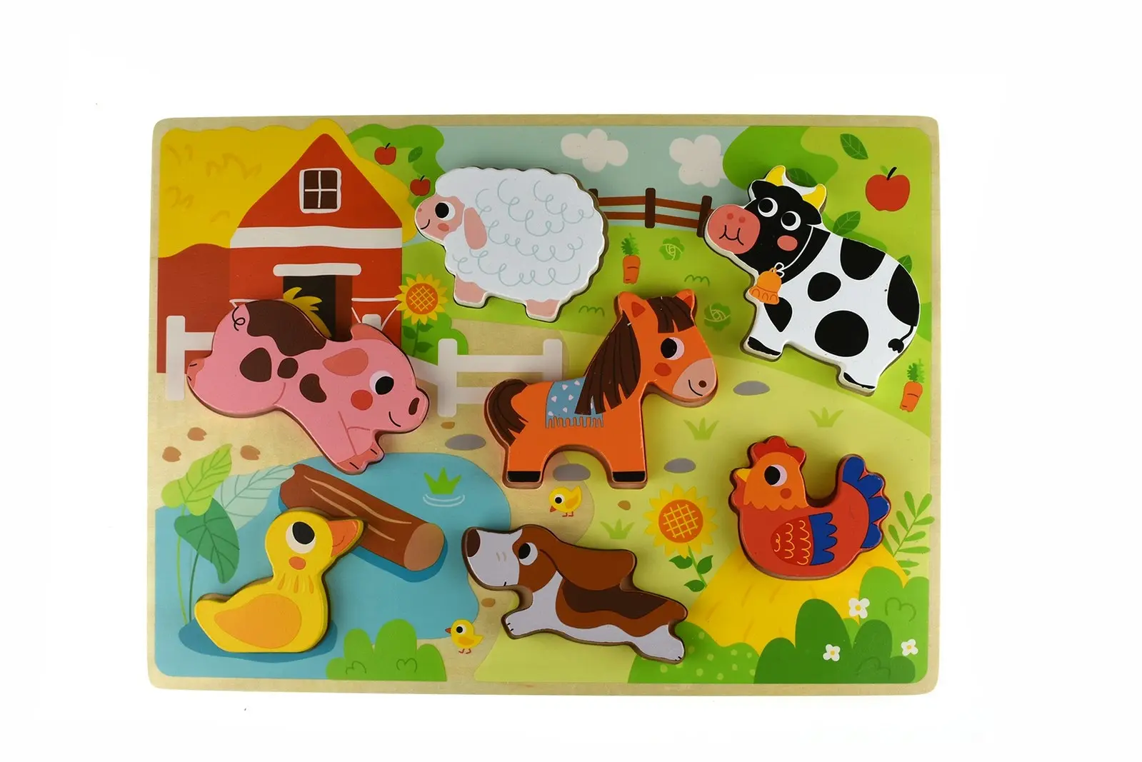 Tooky Toy Children's/Kids Chunky Blocks Farm Themed Motor Skills Puzzle 12m+