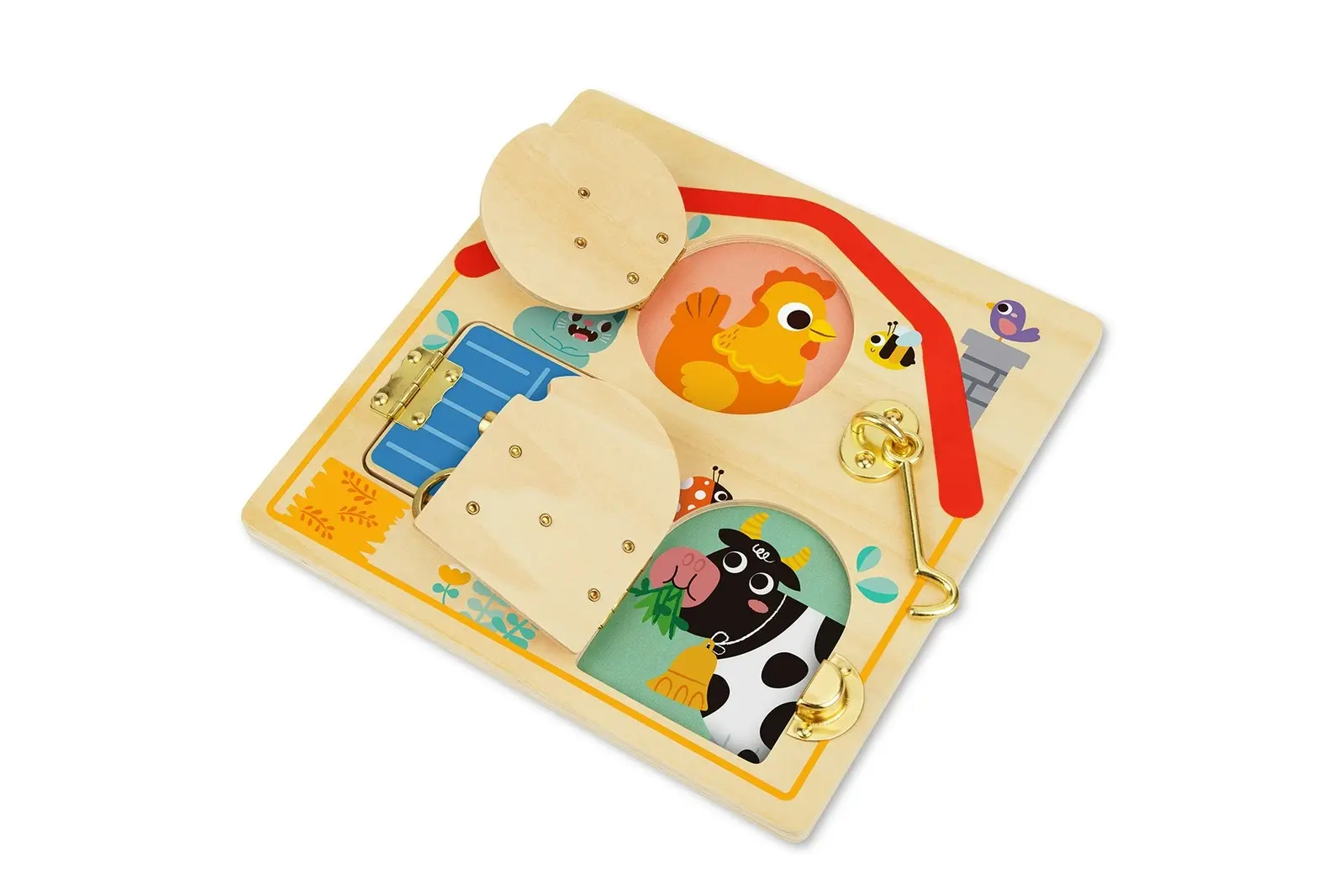 Tooky Toy Kids/Children's Latches Activity Wooden Educational Puzzle Board 3+