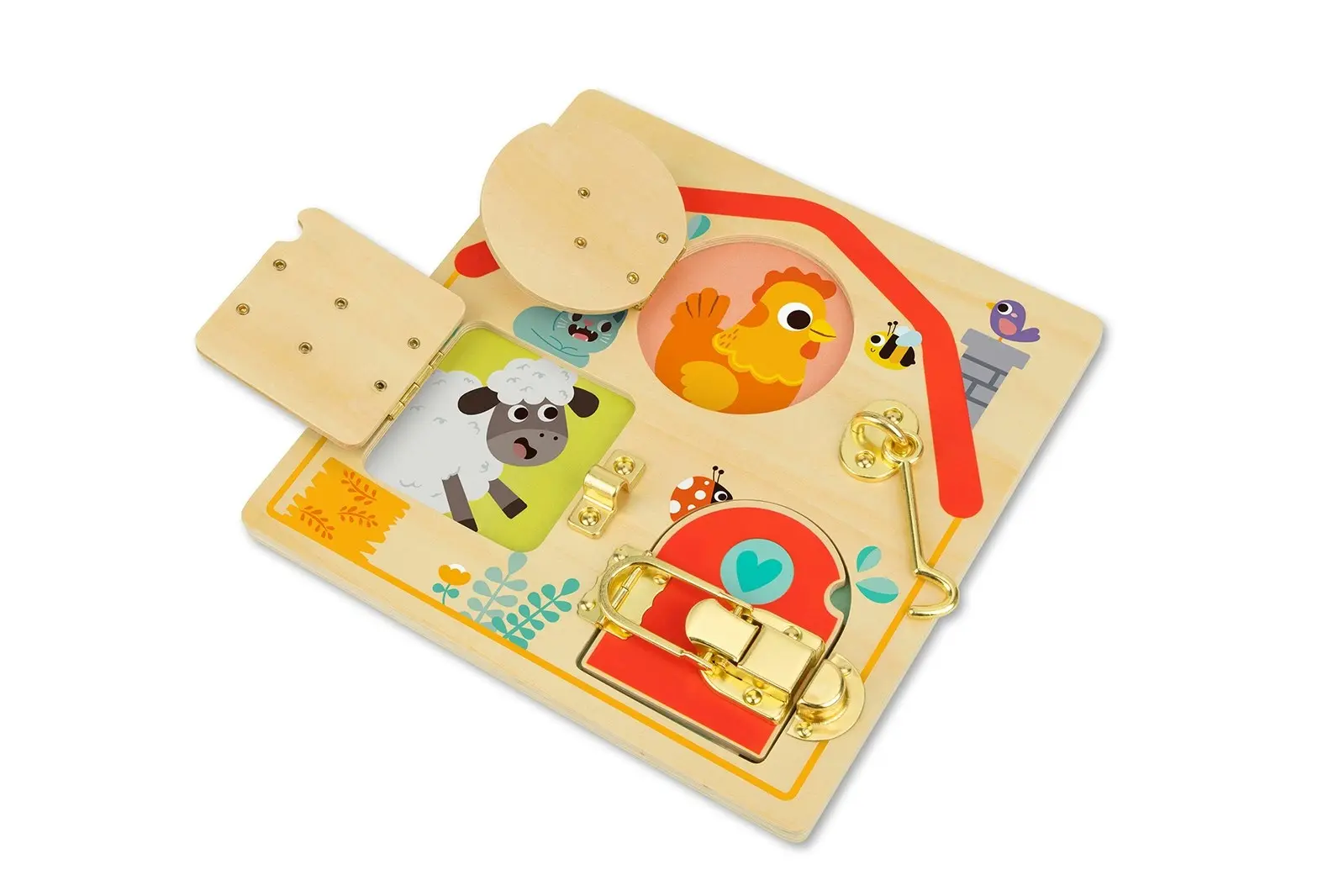 Tooky Toy Kids/Children's Latches Activity Wooden Educational Puzzle Board 3+