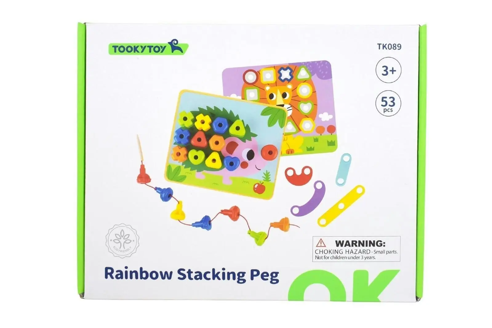 53pc Tooky Toy Rainbow Stacking Pegs Kids Educational Game 3+