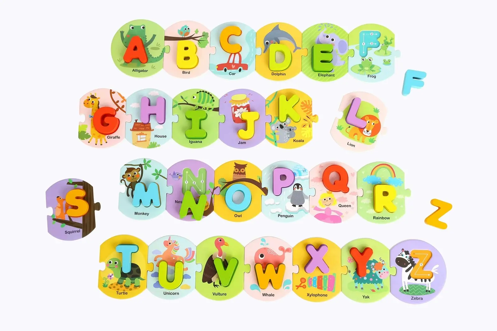 Tooky Toy Learning Alphabet Kids/Toddler Wooden Alphabet Puzzle In Carry Box 3+