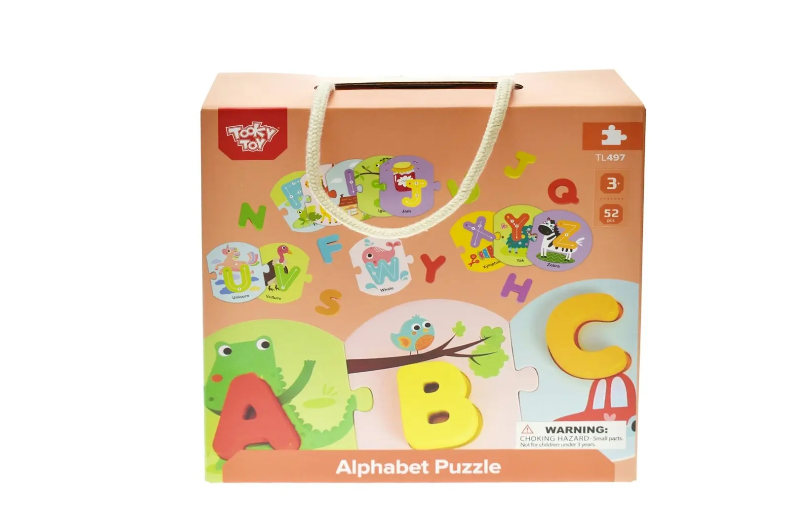 Tooky Toy Learning Alphabet Kids/Toddler Wooden Alphabet Puzzle In Carry Box 3+