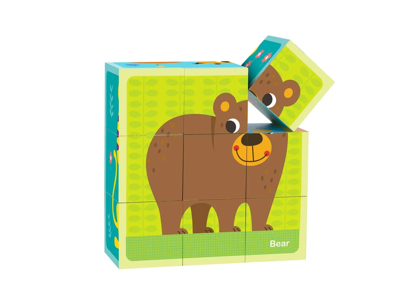 Tooky Toy Animal Kids/Toddler Wooden Learning Block Puzzle w/Drawing Card 2+