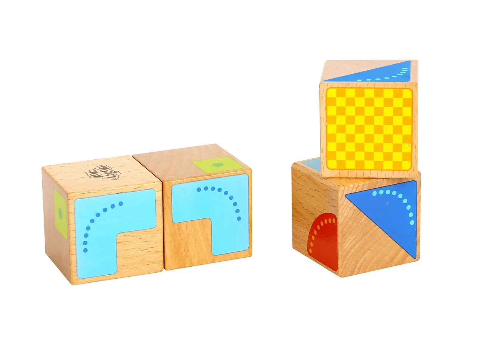 Tooky Toy Kids/Toddler Interactive Wooden Block Pattern 4cm Learning Puzzle 18m+