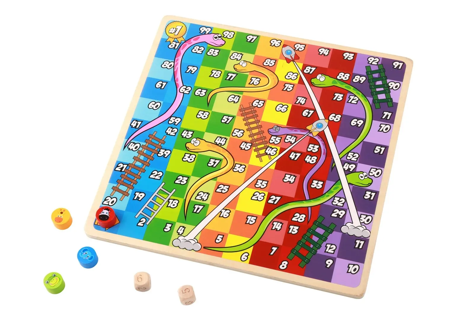 Tooky Toy Kids 2 In 1 Wooden Board Game Classic Ludo/Snakes & Ladders 30cm 3+