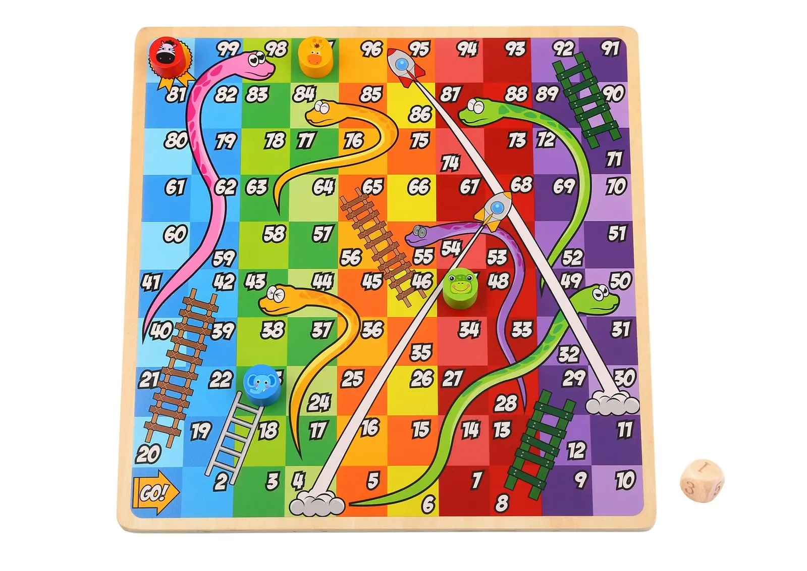 Tooky Toy Kids 2 In 1 Wooden Board Game Classic Ludo/Snakes & Ladders 30cm 3+