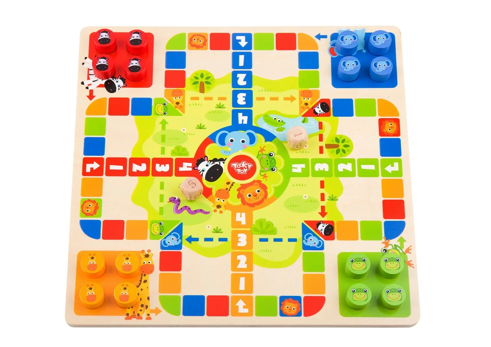 Tooky Toy Kids 2 In 1 Wooden Board Game Classic Ludo/Snakes & Ladders 30cm 3+